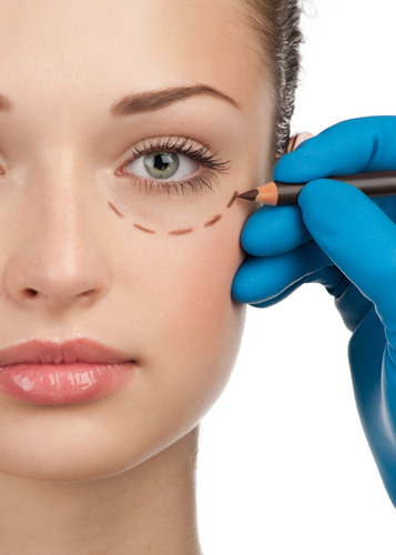 Eyelid surgery Woman getting ready for an eye procedure